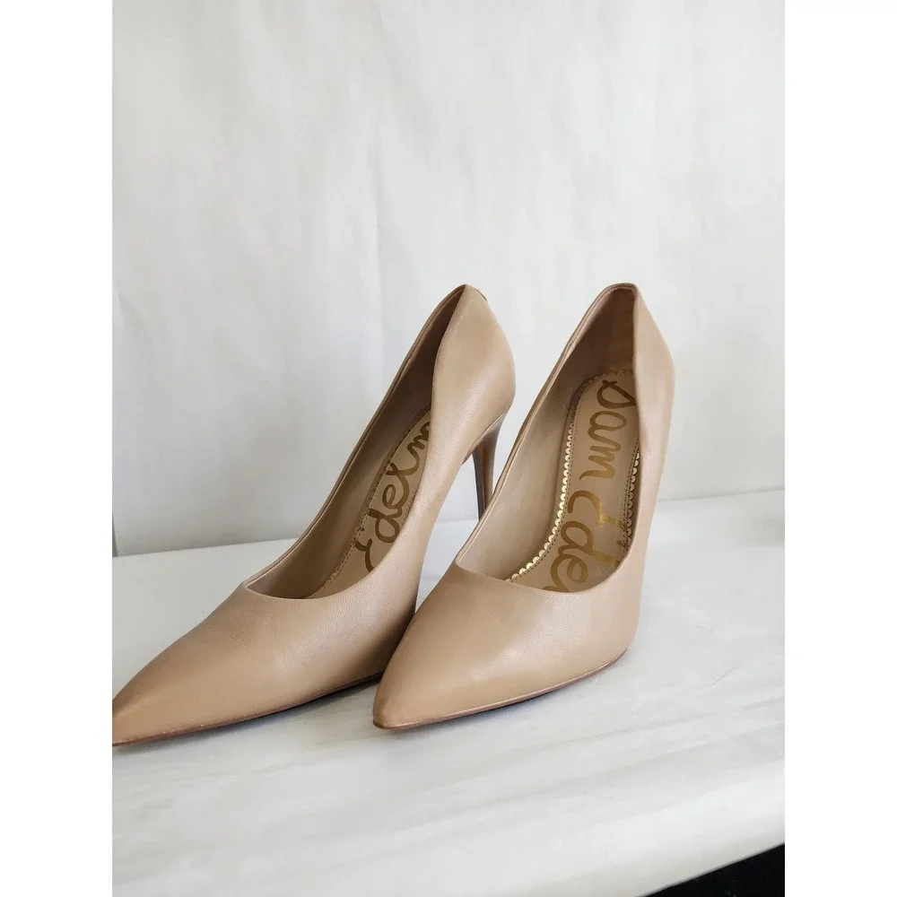 Sam Edelman Hazel Nude Leather Pointed Toe Stiletto Pumps Heels Womens 11